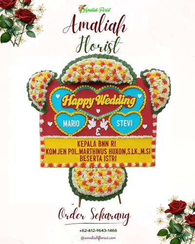 Karangan Papan Bunga Pernikahan di Pakunden